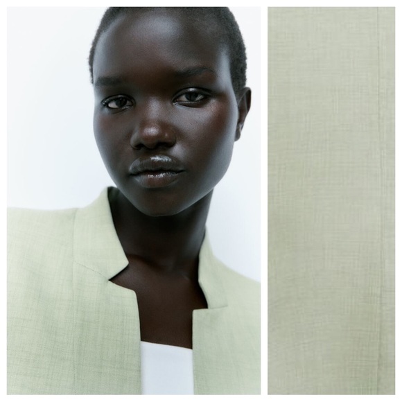 NWT. Zara Green Basic Slim Fit Blazer. Size 6. - Picture 3 of 11